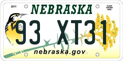 NE license plate 93XT31