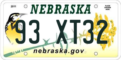 NE license plate 93XT32