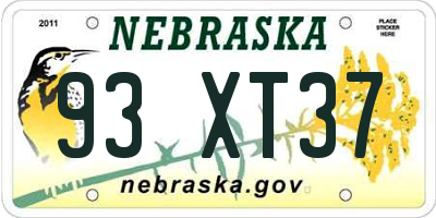 NE license plate 93XT37