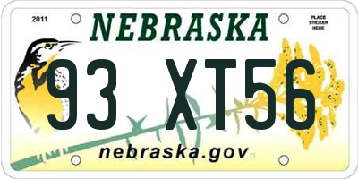 NE license plate 93XT56