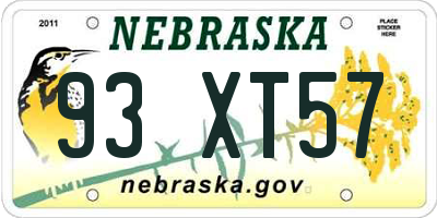 NE license plate 93XT57