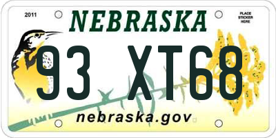 NE license plate 93XT68