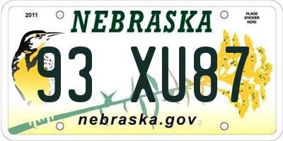 NE license plate 93XU87