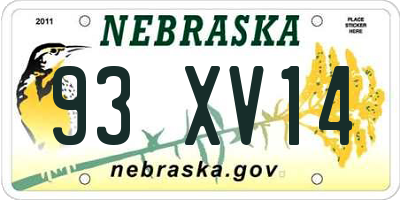 NE license plate 93XV14