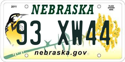 NE license plate 93XW44