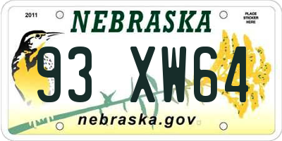NE license plate 93XW64