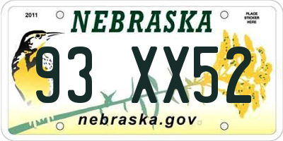 NE license plate 93XX52