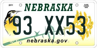 NE license plate 93XX53