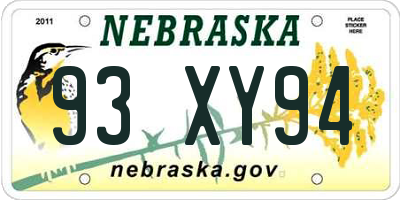 NE license plate 93XY94