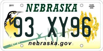 NE license plate 93XY96