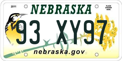 NE license plate 93XY97