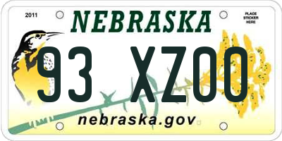 NE license plate 93XZ00