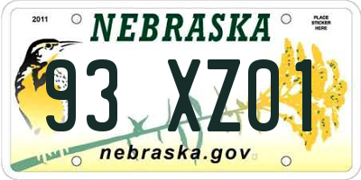NE license plate 93XZ01