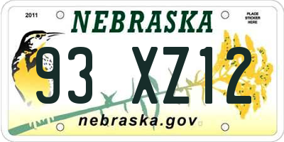 NE license plate 93XZ12