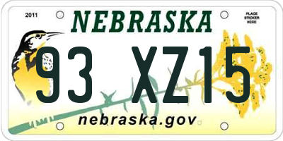 NE license plate 93XZ15