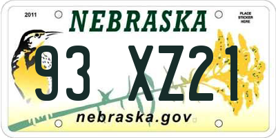 NE license plate 93XZ21