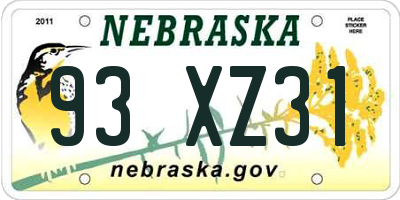 NE license plate 93XZ31
