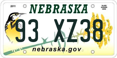 NE license plate 93XZ38