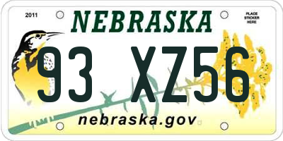 NE license plate 93XZ56