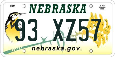 NE license plate 93XZ57