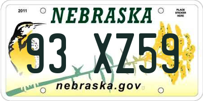 NE license plate 93XZ59