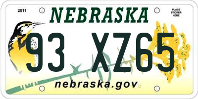 NE license plate 93XZ65
