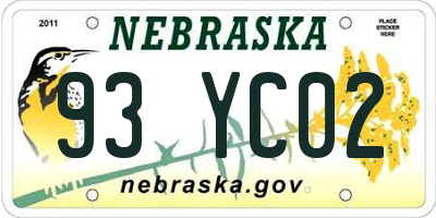 NE license plate 93YC02