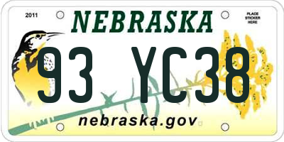 NE license plate 93YC38
