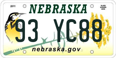 NE license plate 93YC88
