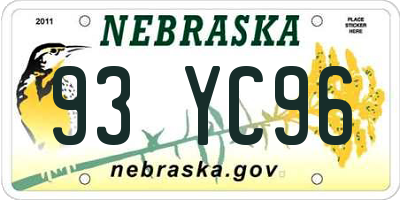 NE license plate 93YC96