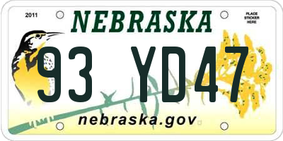 NE license plate 93YD47