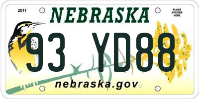 NE license plate 93YD88