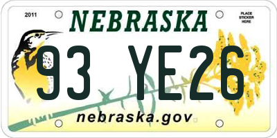 NE license plate 93YE26