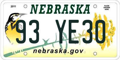 NE license plate 93YE30