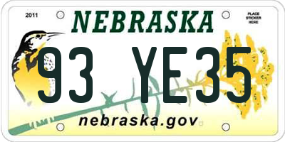 NE license plate 93YE35