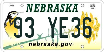 NE license plate 93YE36