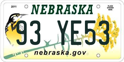NE license plate 93YE53
