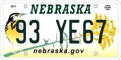 NE license plate 93YE67