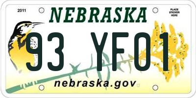 NE license plate 93YF01