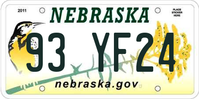 NE license plate 93YF24
