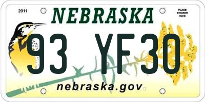 NE license plate 93YF30