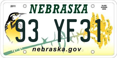 NE license plate 93YF31