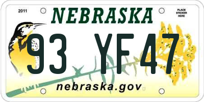 NE license plate 93YF47