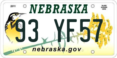 NE license plate 93YF57