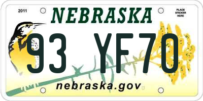 NE license plate 93YF70