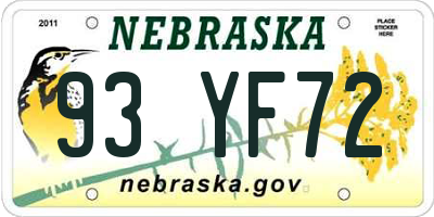 NE license plate 93YF72