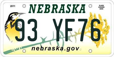 NE license plate 93YF76