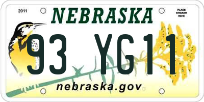 NE license plate 93YG11