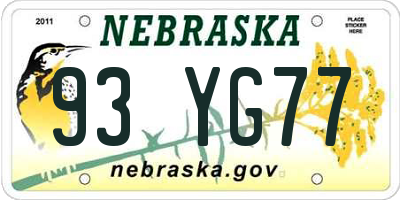 NE license plate 93YG77