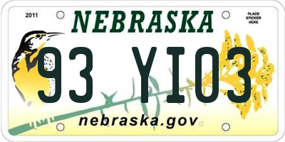 NE license plate 93YI03